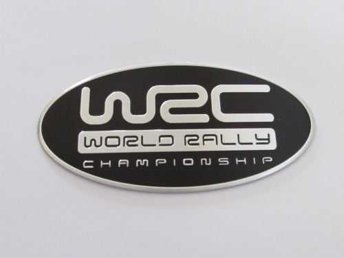 Emblem Tempel WRC WORLD RALLY CHAMPIONSHIP Model Oval Ukuran 8.6x4.4cm