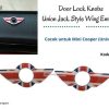 Door Lock Knobs Mini Cooper Model Union Jack Style Wing