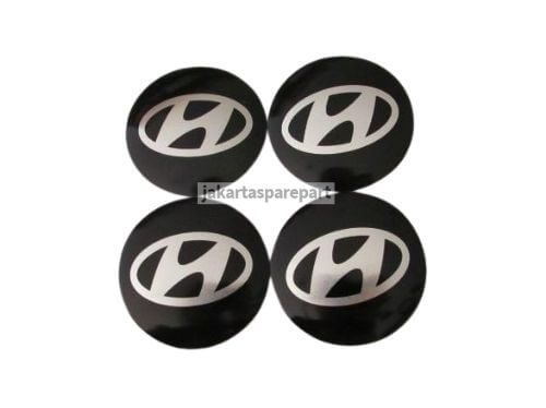 Dop Velg Hyundai Ukuran 68mm Warna Hitam Chrome Model Tempel