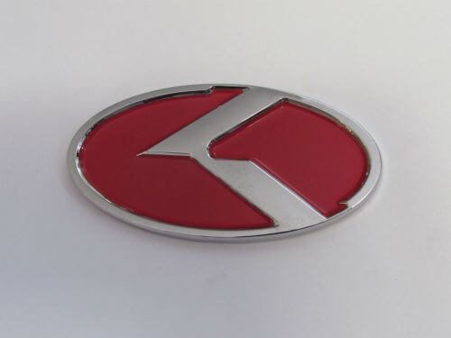 Emblem Logo KIA Warna Chrome Merah Ukuran 11x5.5cm (Biasanya Untuk Picanto)