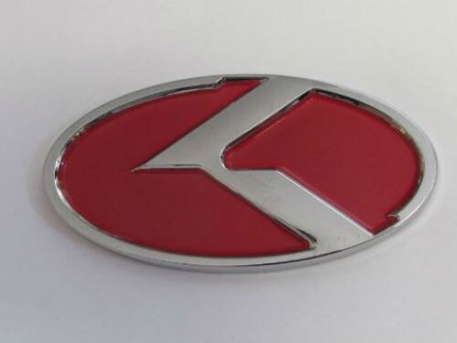 Emblem Logo KIA Warna Chrome Merah Ukuran 13x6.5cm