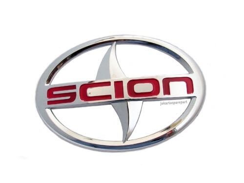 Emblem Logo Toyota Scion Warna Chrome Merah Ukuran 14x9.5cm