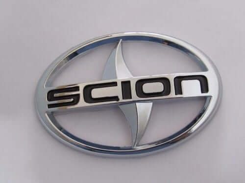 Emblem Logo Toyota Scion Warna Chrome Hitam Ukuran 12x8.3cm