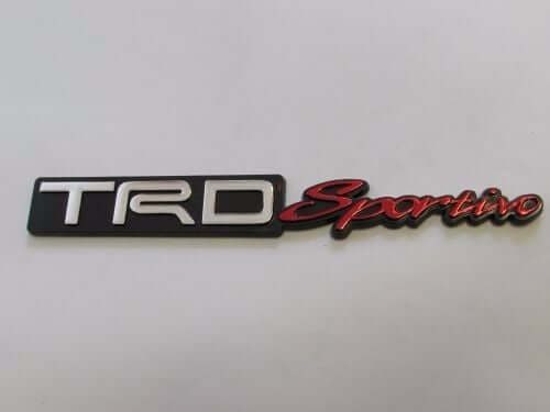 Emblem Tulisan TRD Sportivo Warna Hitam Silver Merah Ukuran 15.5x2cm