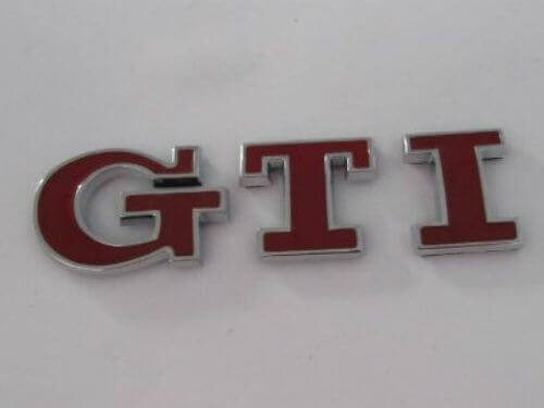 Emblem Tulisan GTI Warna Merah Ukuran 10x4cm Untuk VW