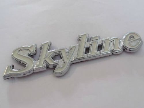 Emblem Tulisan Skyline Warna Putih Ukuran 16.2x3.6cm Untuk Nissan