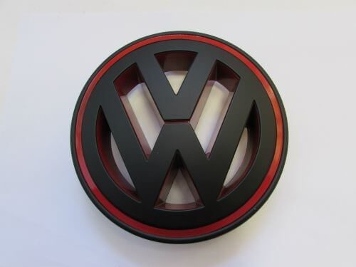 Emblem Logo VW Ukuran 15cm Warna Matte Black Striping Merah