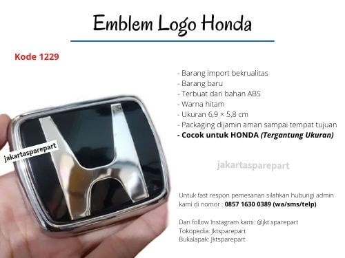 Emblem Logo Honda Warna Hitam Ukuran 6.9×5.8cm