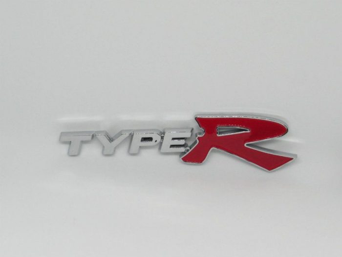 Emblem Tulisan Type R Warna Chrome Merah Ukuran 12.5x3cm Untuk Honda