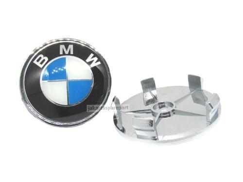 Dop Velg BMW Ukuran 68mm Warna Biru Putih Bagian Belakang Warna Chrome