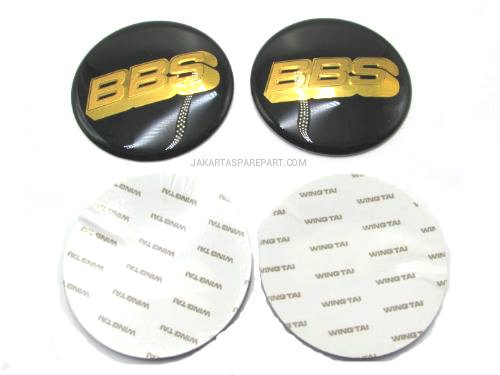 Dop Velg BBS Ukuran 65mm Warna Hitam Gold Model Tempel