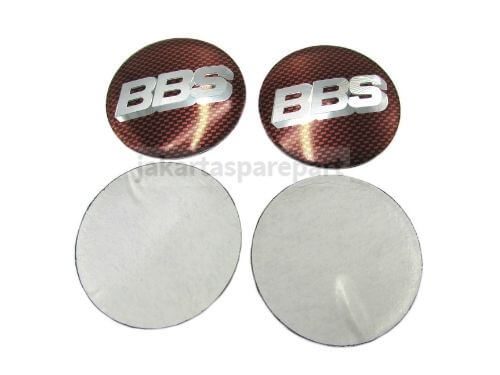 Dop Velg BBS Ukuran 58mm Warna Merah Silver Motif Carbon Model Tempel