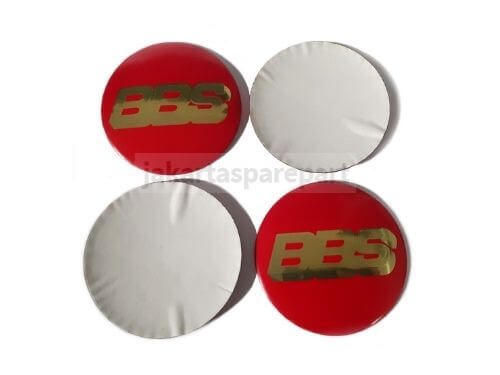 Dop Velg BBS Ukuran 58mm Warna Merah Gold Model Tempel