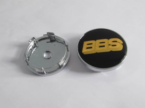 Dop Velg BBS Ukuran 60mm Warna Hitam Gold Bagian Belakang Chrome