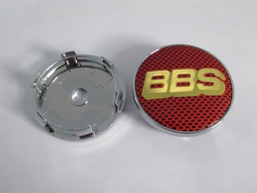 Dop Velg BBS Ukuran 60mm Warna Merah Gold Motif Carbon