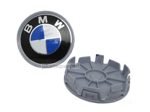 Dop Velg BMW Ukuran 68mm Warna Biru Putih Pinggiran Abu-Abu