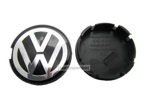 Dop Velg VW Ukuran 55mm Warna Hitam Chrome - Rata