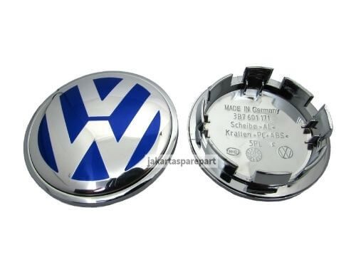 Dop Velg VW Ukuran 65mm Warna Chrome Biru Tua