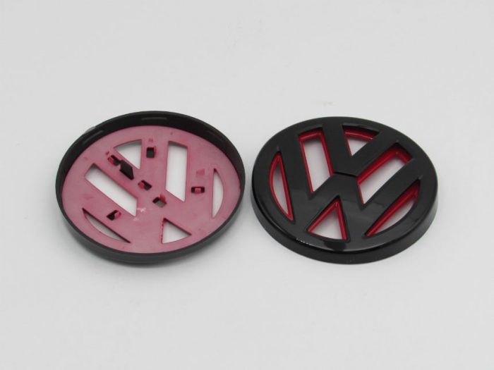 Emblem Logo VW Size 11.2cm Warna Hitam Garis Merah