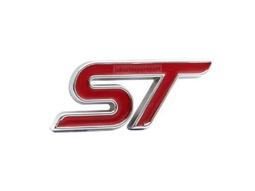 Emblem Tulisan 'ST' Warna Merah Silver Untuk Ford