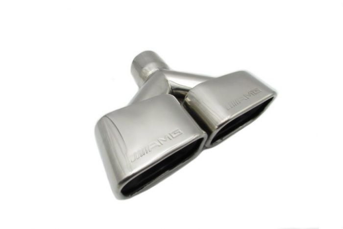 Muffler AMG Stamped Warna Chrome Model 2 Lubang Ukuran 6.3cm