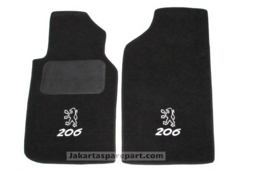 Karpet Peugeot 206 Tahun 2003 Bahan Beludru Premium Warna Hitam Logo 206