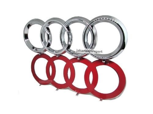 Emblem Logo Depan Audi Warna Chrome Ukuran 27.2x9.8cm