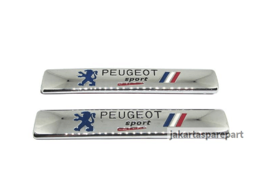 Emblem Samping Peugeot Chrome Bahan Stainless Ukuran 9.5x1.5cm
