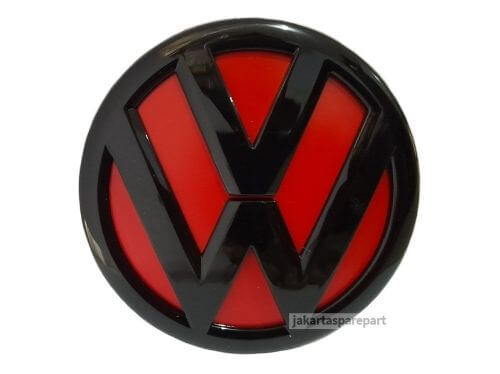 Emblem Logo VW Size 11cm Warna Hitam Glossy Merah For VW Golf MK5 (Rear)