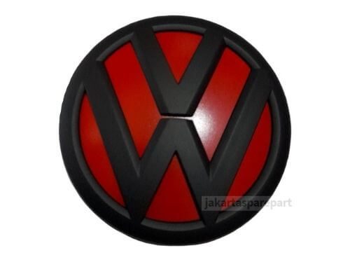 Emblem Logo VW Size 11cm Warna Hitam Matte Merah For VW Golf MK5 (Rear)