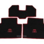 Karpet BMW Seri 3 E30 Bahan Beludru Kualitas Premium Warna Hitam List Merah Logo Mobil - 2 Baris