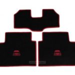 Karpet BMW Seri 3 E30 Bahan Beludru Kualitas Super Warna Hitam List Merah Logo Mobil - 2 Baris