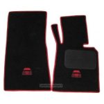 Karpet BMW Seri 3 E30 Bahan Beludru Kualitas Premium Warna Hitam List Merah Logo Mobil - 2 Baris