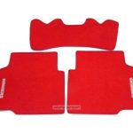 Karpet BMW Seri-3 E36 Bahan Beludru Premium Warna Merah List Merah Logo BIMMERS - 2 Baris