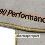 Karpet BMW Seri 3 E90 Bahan Beludru Kualitas Premium Warna Cream Logo Tulisan E90 Performance - 2 Baris