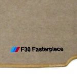 Karpet BMW Seri 3 F30 Bahan Beludru Super Warna Cream Logo MTech F30 Fasterpiece - 2 Baris