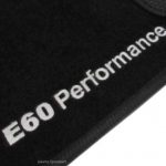 Karpet BMW Seri 5 E60 Bahan Beludru Super Warna Hitam Logo Tulisan E60 Performance - 2 Baris