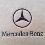 Karpet Mercedes Benz E-Class W211 E240 Tahun 2005 Bahan Beludru Premium Warna Cream Logo Bintang Tulisan Mercedes Benz - 2 Baris