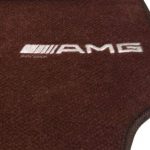 Karpet Mercedes Benz E-Class W212 Bahan Beludru Premium Warna Coklat Tua Logo AMG - 2 Baris