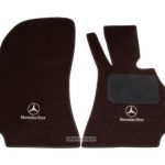 Karpet Mercedes Benz E-Class W212 Bahan Beludru Premium Warna Coklat Tua Logo Bintang Tulisan Mercedes Benz - 2 Baris