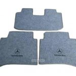 Karpet Mercedes Benz E-Class W211 Bahan Beludru Super Warna Abu-Abu Logo Bintang Tulisan Mercedes Benz - 2 Baris, Dengan Kuping